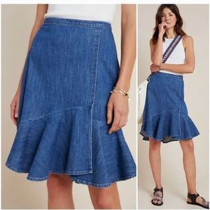 Pilcro for Anthropologie denim flounce skirt